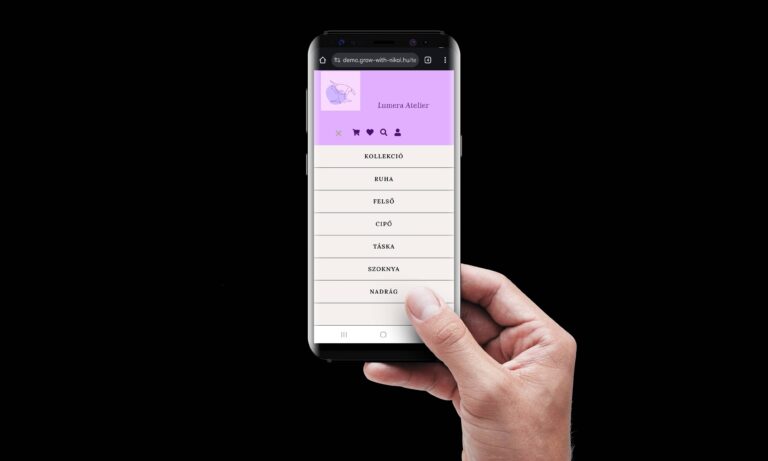 demo webshop mobilos nézet 1
