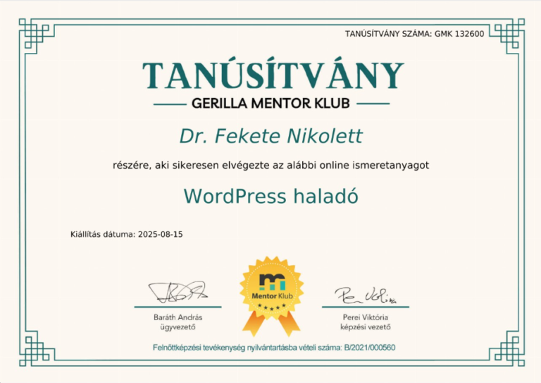 WordPress haladó képzés